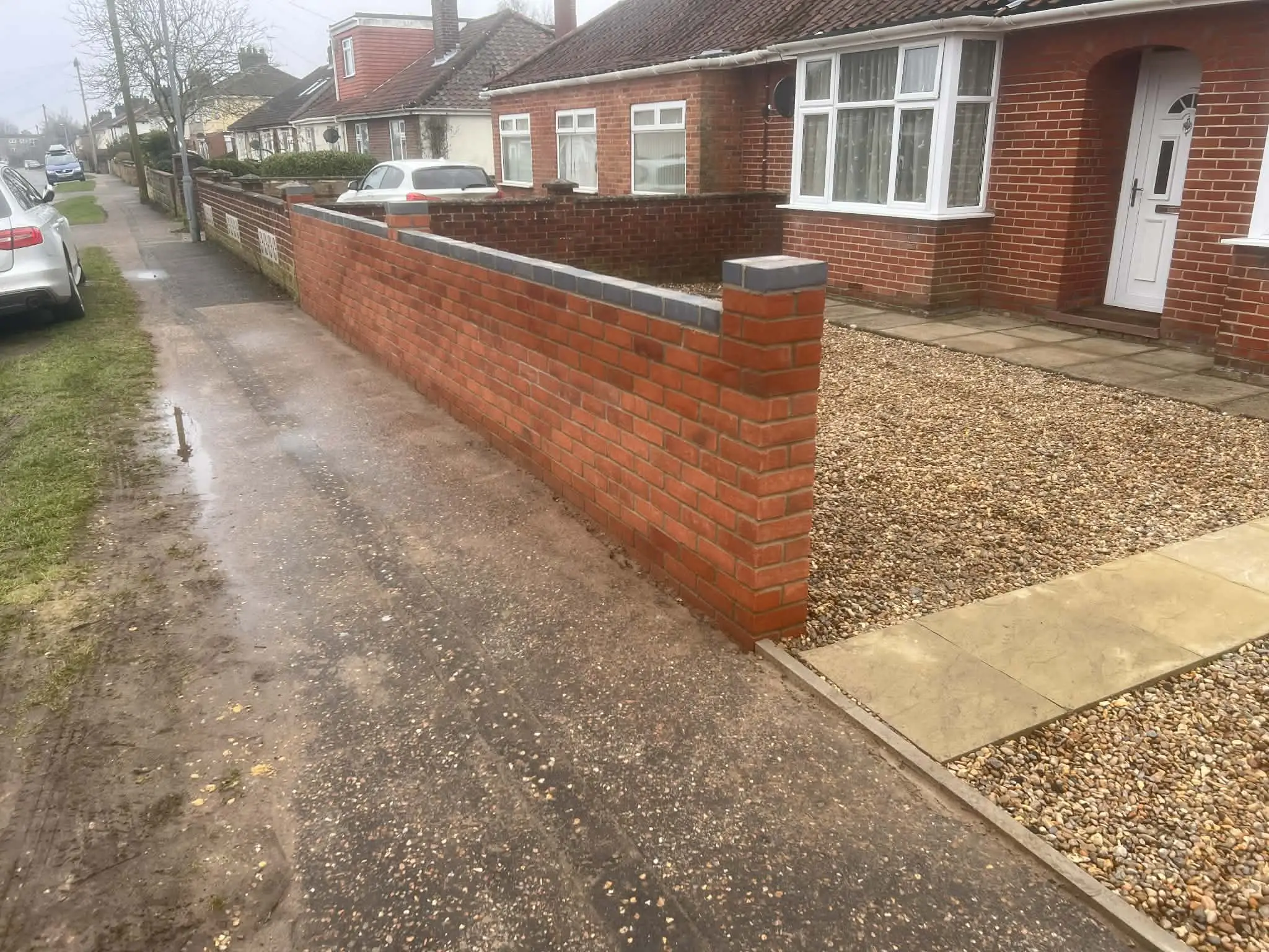 Garden re-levelled and turfed for family use.