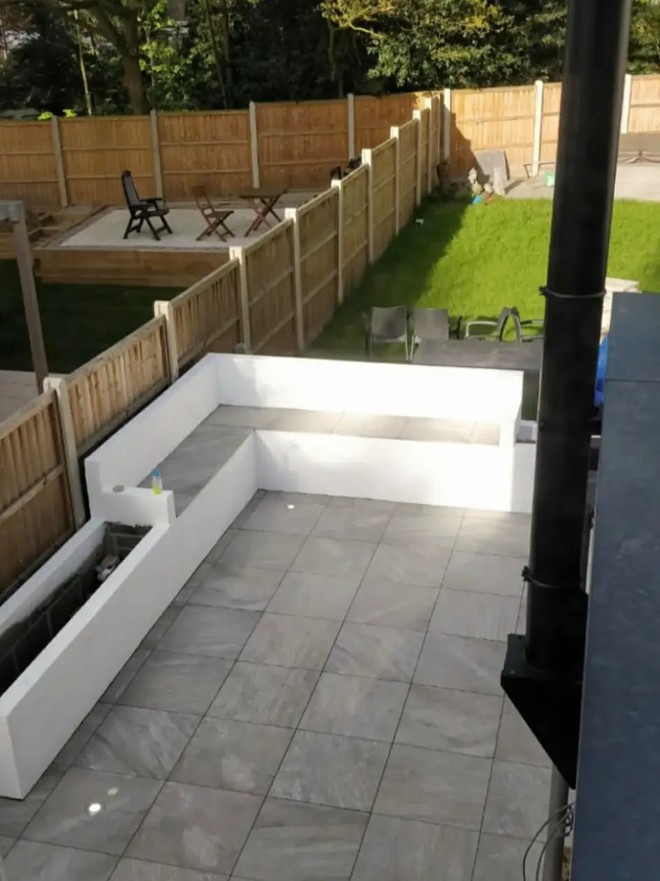 Patio aligned to catch afternoon sun.