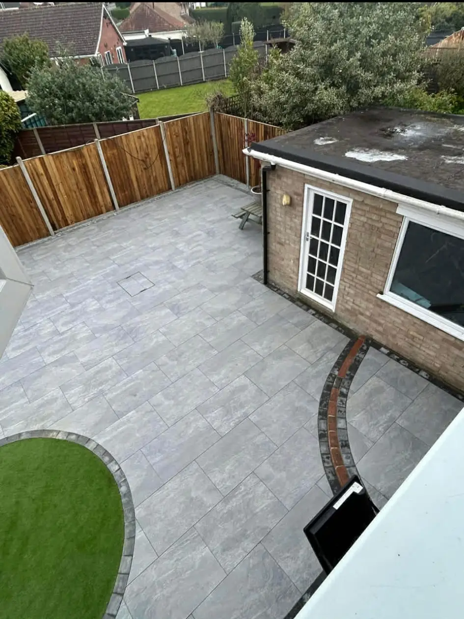 Patio laid on engineered sub-base for longevity.