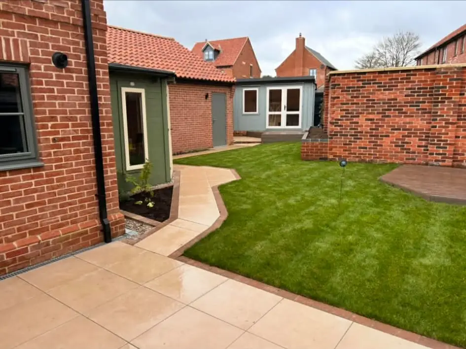 Path connecting driveway to front door.