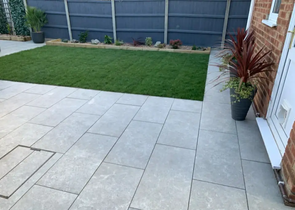 Covered patio creating an outdoor room.