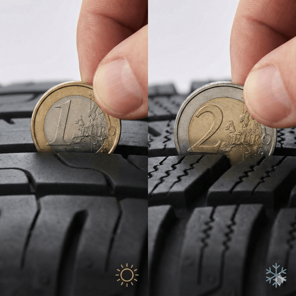 Bandenprofiel meten met muntstuk