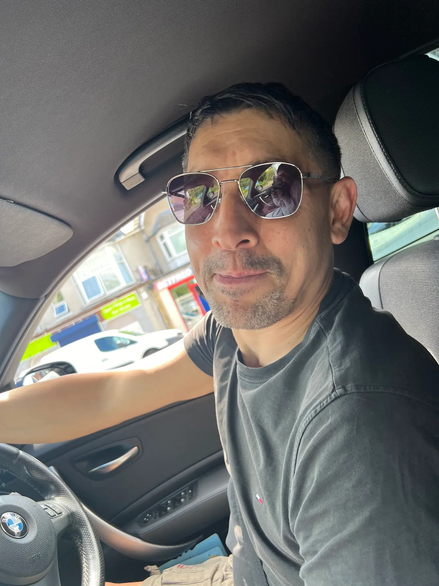 Joe in the driving school car